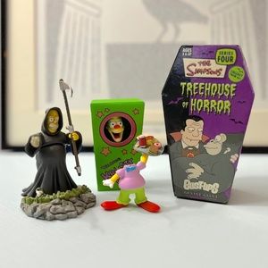 3 Simpsons Treehouse of Horror Bust-ups Krusty Doll Homer Grim Reaper Dr Hibbert